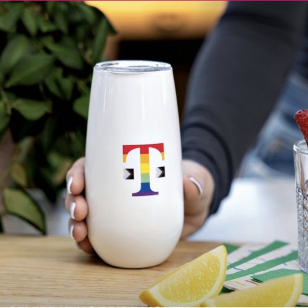 T-Mobile Slim Insulated Wine Drink Tumbler w/Lid Pride Colors NIP